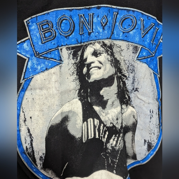 Vintage 80's BON JOVI ROCK Concert T Shirt Size Large SSI Tag - Picture 4 of 8